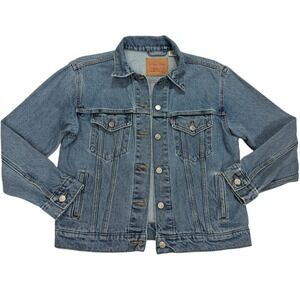 Vintage Levi's Blue Denim Trucker Jacket Size Medium 90's Freat Condition Vtg